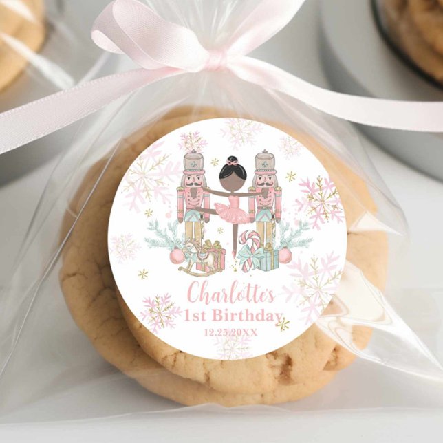 Pegatina Redonda El Cascanueces Ballet Rosado 1er Cumpleaños (Subido por el creador)