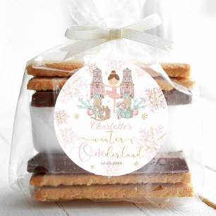 Pegatina Redonda El Cascanueces Ballet Rubor Rosa Invierno Onederla