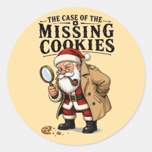 Pegatina Redonda El caso de las galletas desaparecidas de Santa