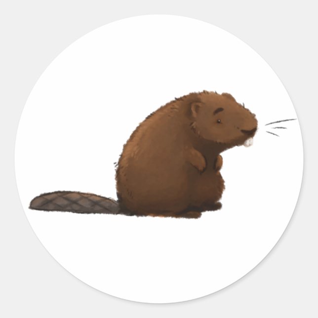 Pegatina Redonda El castor (Anverso)