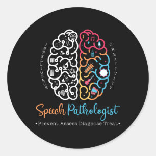 Pegatina Redonda El Cerebro De Un Lenguaje De Habla Pathólogo De Vo