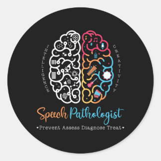 Pegatina Redonda El Cerebro De Un Lenguaje De Habla Pathólogo De Vo