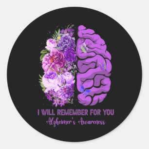 Pegatina Redonda El Cerebro Recuerda Por Ti Alzheimerheimer Concien