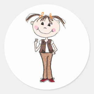 Pegatina Redonda El chica Scout Brownie Mantiene La Promesa