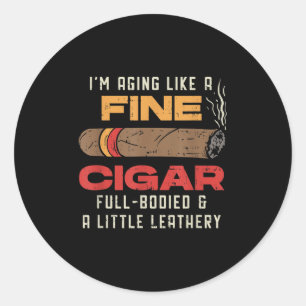 Pegatina Redonda El Cigar Amante Funny Como Un Fumador De Cigres Fi