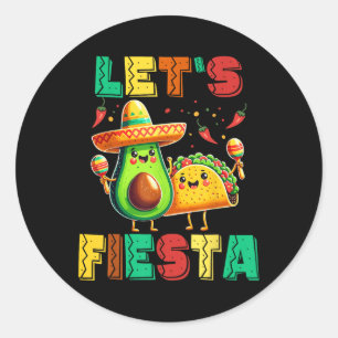 Pegatina Redonda El Cinco De Mayo Deja Fiesta Aguacate Y Tacos Cinc