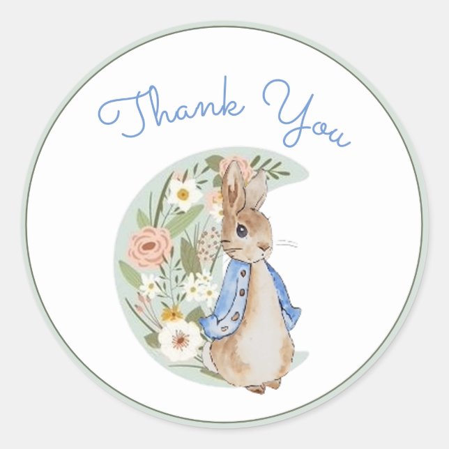 Pegatina Redonda El clásico Peter the Rabbit Beatrix Potter Cumplea (Anverso)