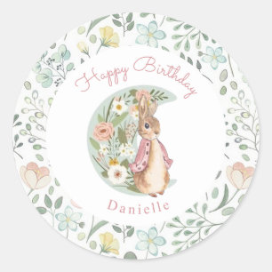 Pegatina Redonda El clásico Peter the Rabbit Beatrix Potter Cumplea