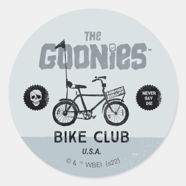Pegatina Redonda El Club de Bicicletas Goonies (Anverso)