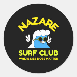 Pegatina Redonda El Club Nazare Surf Donde El Tamaño Lo Hace. Pegat