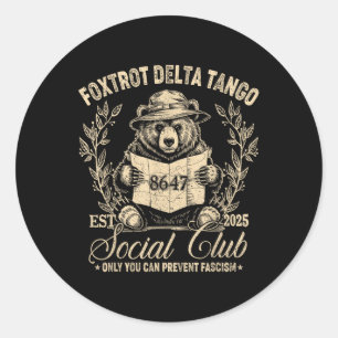Pegatina Redonda El Club Social de Tango Delta Foxtrot solo se pued