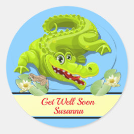 Pegatina Redonda El cocodrilo sonriente se pone bien