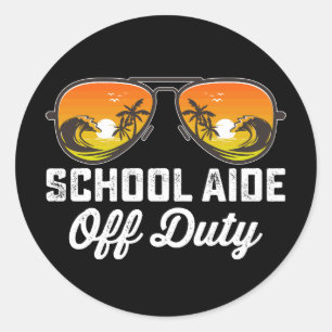 Pegatina Redonda El Colegio Aide De Las Gafas De Sol De Servicio El