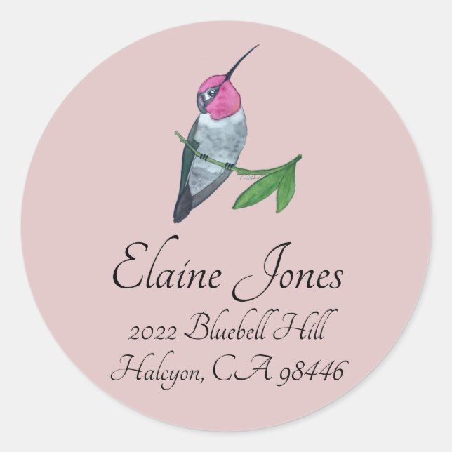 Pegatina Redonda El colibrí de Anna (Anverso)