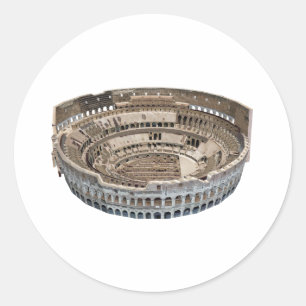 Pegatina Redonda El Coliseo de Roma: Modelo 3D: