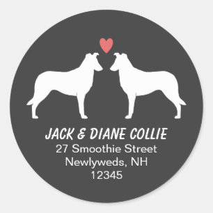 Pegatina Redonda El collie liso siluetea el remite