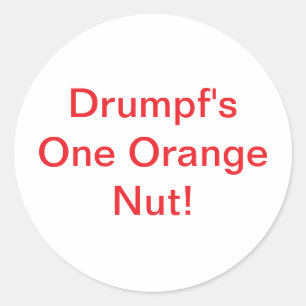 Pegatina Redonda El cómico de un Naranja de Drumpf, Nut Hankamer Ar
