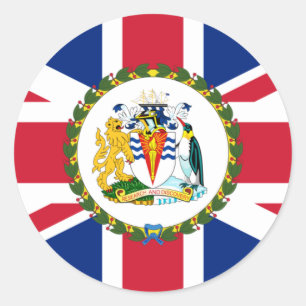Pegatina Redonda El Comisionado Del Territorio Antártico Británico