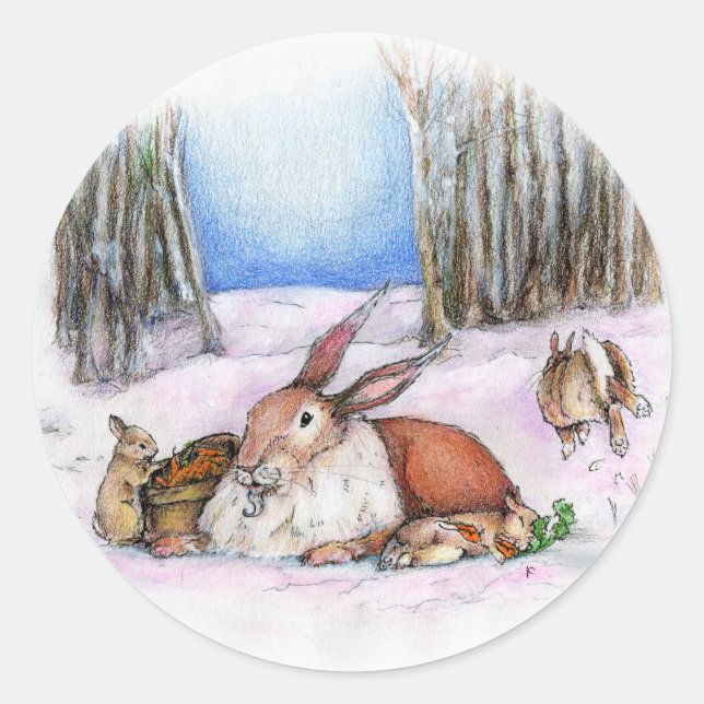 Pegatina Redonda El conejo de la temporada (Anverso)