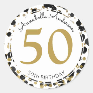 Pegatina Redonda El confeti negro de la chispa del purpurina del