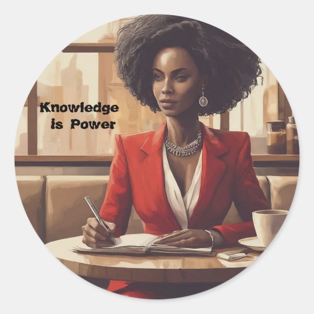 Pegatina Redonda El conocimiento es el sueño de poder (Anverso)