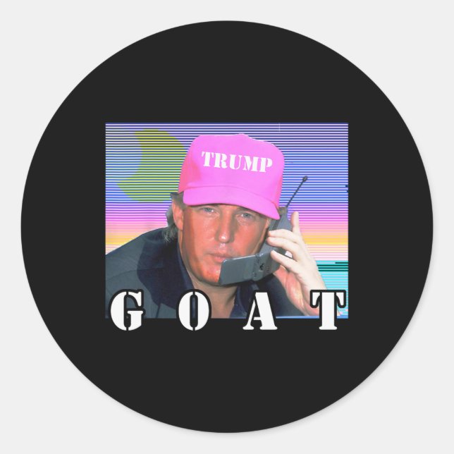 Pegatina Redonda El conservador de cabra republicano Trump 2024 es  (Anverso)