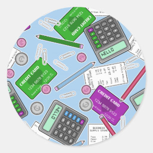 Pegatina Redonda El considerar/modelo temático del contable