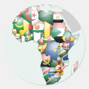 Pegatina Redonda El continente de África hermosa Mamá África colori