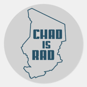 Pegatina Redonda El contorno de Chad es azul