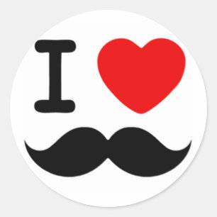 Pegatina Redonda El corazón / Amo Mustaches / Mustaches