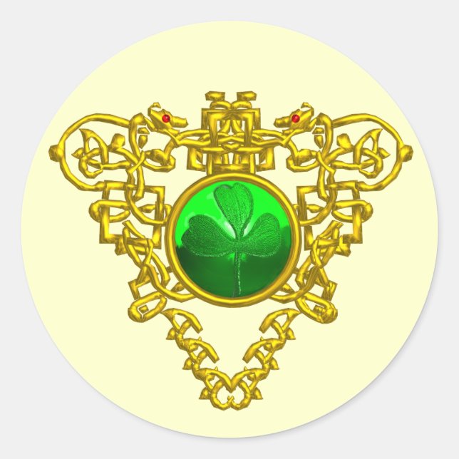 PEGATINA REDONDA EL CORAZÓN CÉLTICO DE SAINT PATRICK (Anverso)