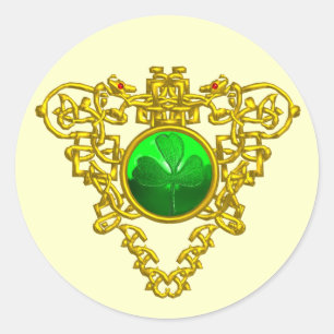 PEGATINA REDONDA EL CORAZÓN CÉLTICO DE SAINT PATRICK
