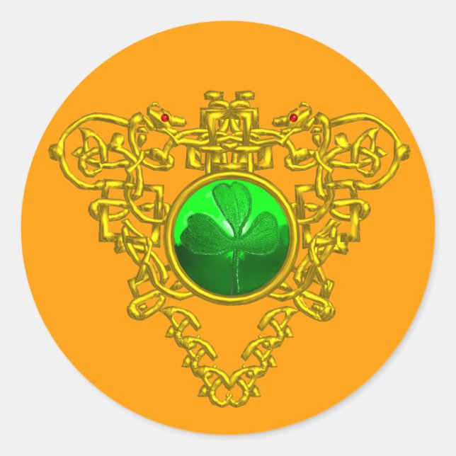 PEGATINA REDONDA EL CORAZÓN CÉLTICO DE SAINT PATRICK (Anverso)