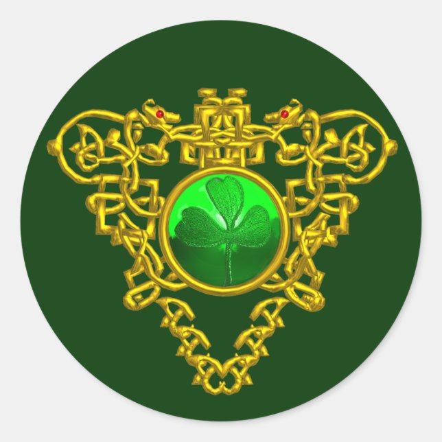 PEGATINA REDONDA EL CORAZÓN CÉLTICO DE SAINT PATRICK (Anverso)