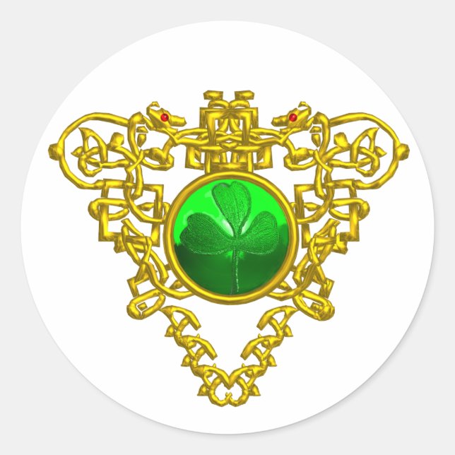 PEGATINA REDONDA EL CORAZÓN CÉLTICO DE SAN PATRICIO (Anverso)
