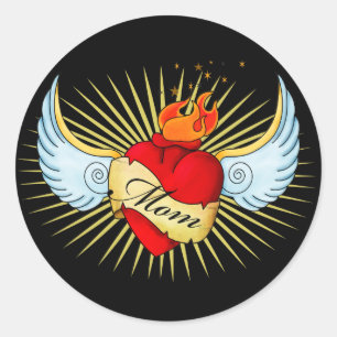 Pegatina Redonda El corazón de mamá