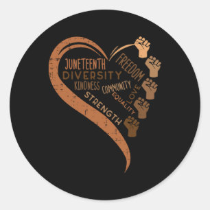 Pegatina Redonda El corazón del 11 de junio puños de historia negra