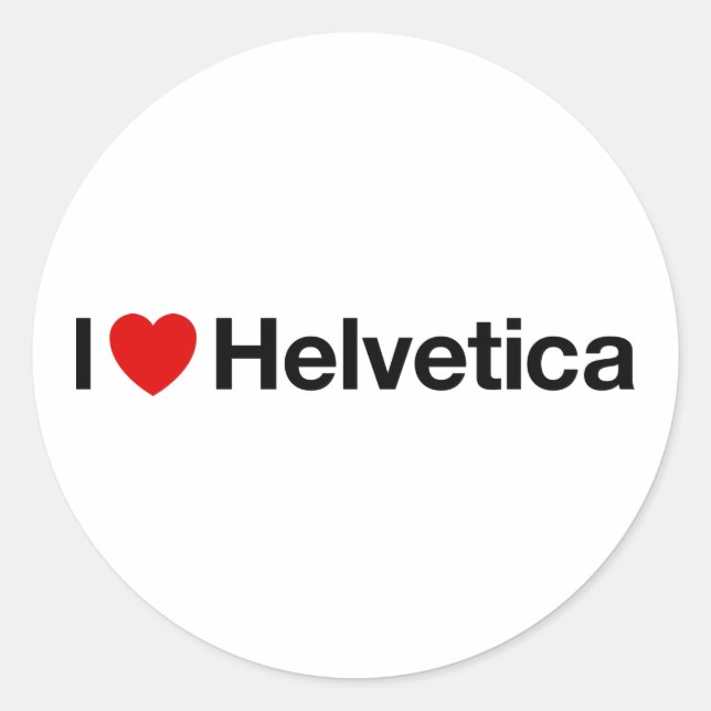 Pegatina Redonda El corazón Helvetica (Anverso)