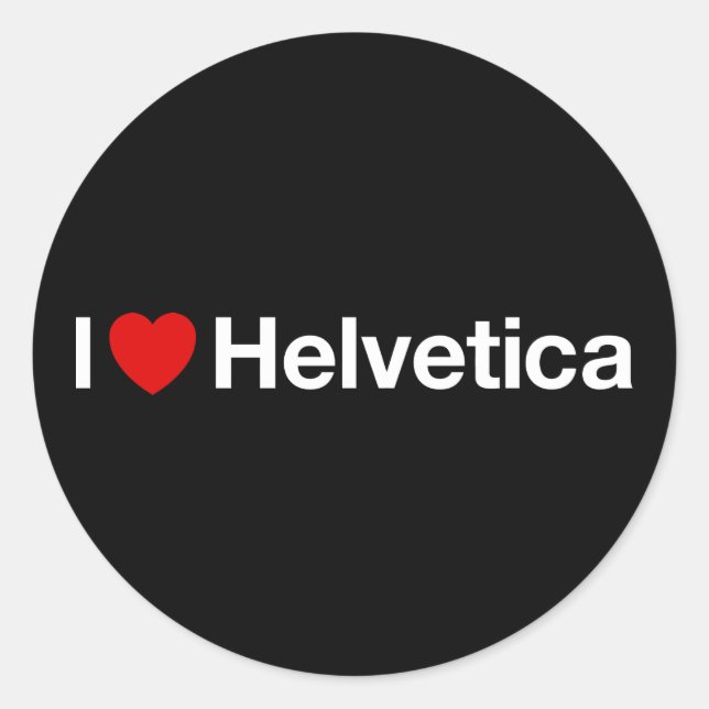 Pegatina Redonda El corazón Helvetica (Anverso)