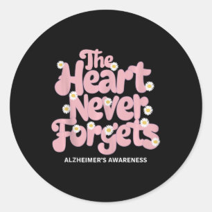 Pegatina Redonda El corazón nunca olvida la conciencia de Dementia