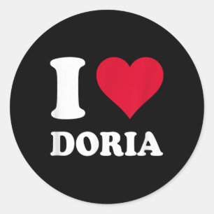 Pegatina Redonda El corazón rojo que amo a Doria