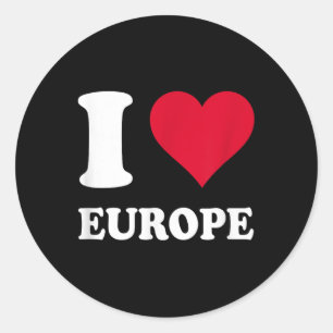 Pegatina Redonda El corazón rojo que amo a Europa