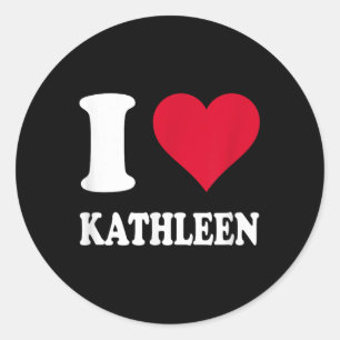 Pegatina Redonda El corazón rojo que amo a Kathleen