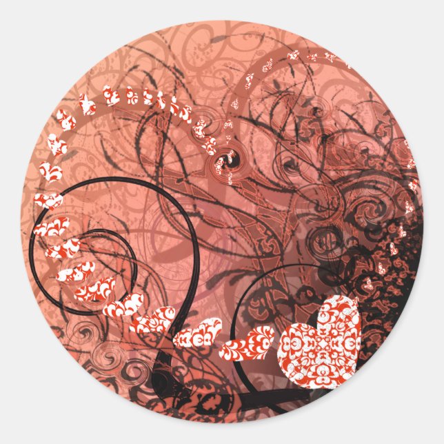 Pegatina Redonda El Corazón Rojo Se Mueve (Anverso)