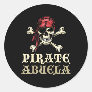 Pegatina Redonda El cráneo del pirata Abuela coincide con la abuela