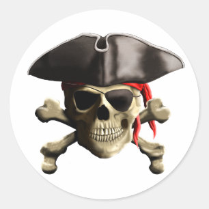 Pegatina Redonda El cráneo del pirata de Jolly Roger