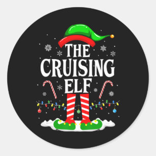 Pegatina Redonda El Crucero Elfo Navidad Divertido Pareo Familia Cr