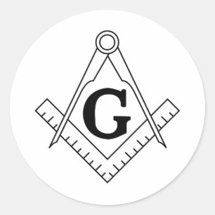 Pegatina Redonda El cuadrado y el símbolo del Freemasonry de los