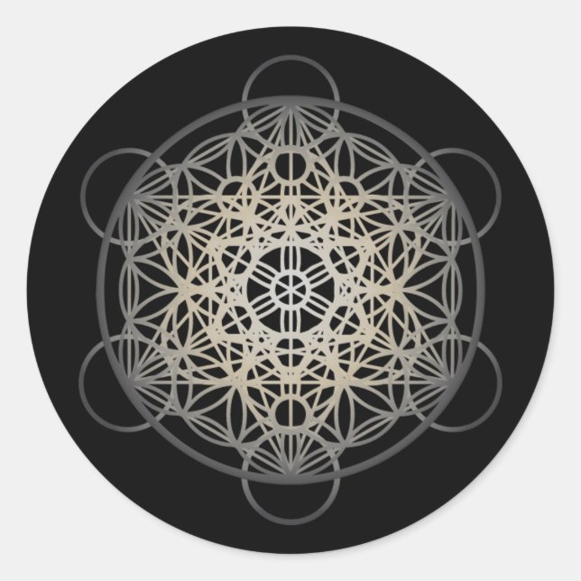 Pegatina Redonda El cubo de la vida de Metatron - Silver Versión 2 (Anverso)