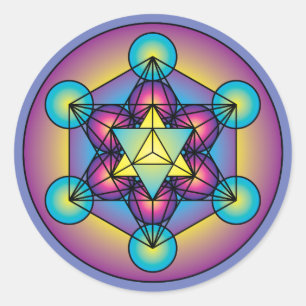Pegatina Redonda El Cubo Merkaba de Metatron